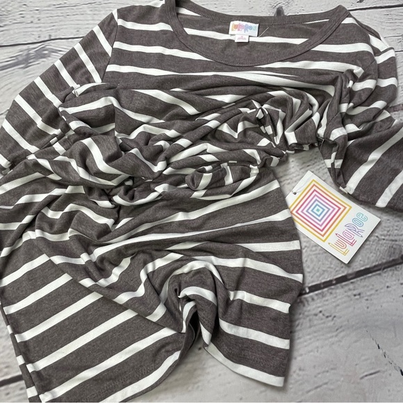 LULAROE Julia brown white striped short sleeve soft lightweight dress NEW size S - Picture 8 of 12